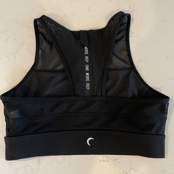 Zyia Active All Star Racer Back Nylon Spandex Spots Bra 'One More Rep' Black M - Picture 8 of 15